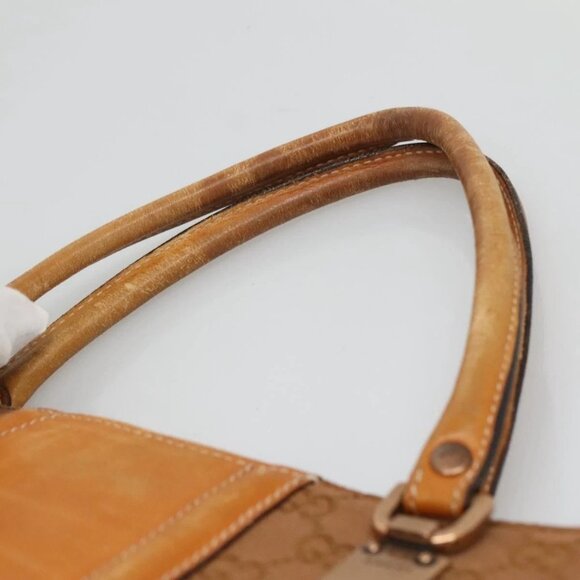 GUCCI GG Canvas Tote Bag Outlet Beige Gold Auth - Picture 8 of 14